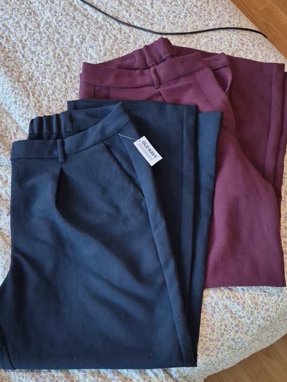 Old Navy Navy Blue and Burgundy Taylor Wide Leg Trousers